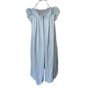 VINTAGE Shadowline Night Gown Cottage Core blue Lingerie House Dress Lounge smal